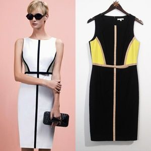PAULE KA Black & Pale Yellow Color Block Dress